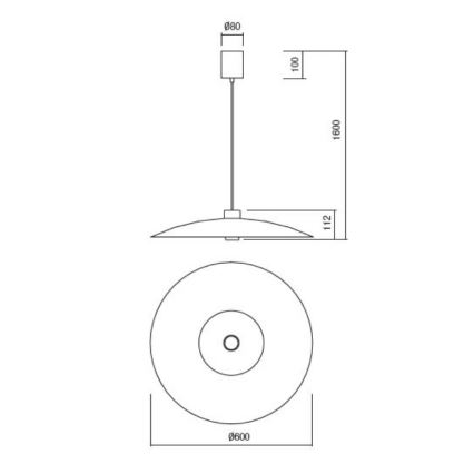 Redo 01-3021 - LED luster na sajli LARS LED/14W/230V + LED/10W, promjer 60 cm, CRI 90, crna