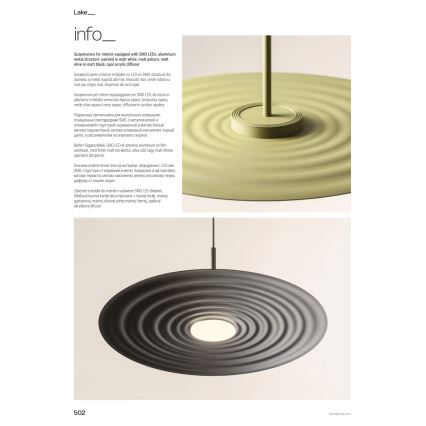 Redo 01-3044 - LED luster na sajli LAKE LED/13W/230V CRI 90 promjer 50 cm bijela