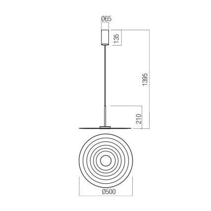 Redo 01-3045 - LED luster na sajli LAKE LED/13W/230V CRI 90, promjer 50 cm, narančasta