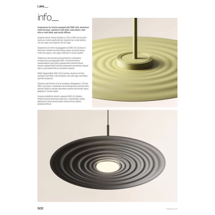 Redo 01-3046 - LED luster na sajli LAKE LED/13 W/230 V CRI 90 Ø 50 cm, zelene boje