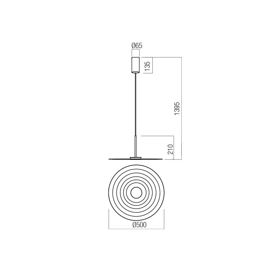 Redo 01-3047 - LED luster na sajli LAKE LED/13W/230V CRI 90 promjer 50 cm crna