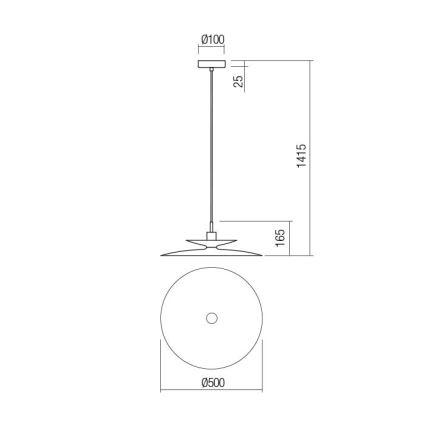 Redo 01-3051 - Luster na sajli GUNNAR 1xE27/42W/230V Ø 50 cm crna