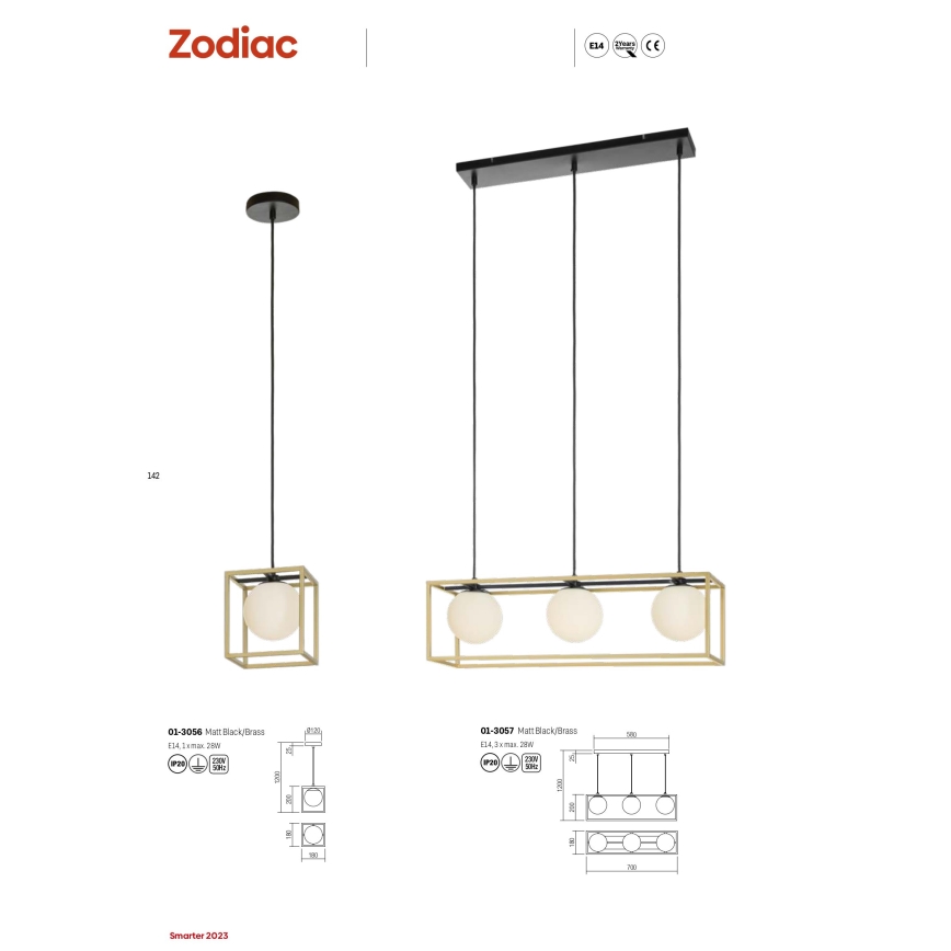 Redo 01-3056 - Luster na sajli ZODIAC 1xE14/28W/230V