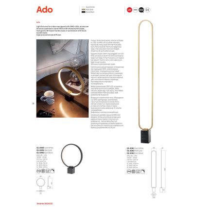 Redo 01-3063 - LED Prigušiva podna lampa ADO LED/24W/230V crna