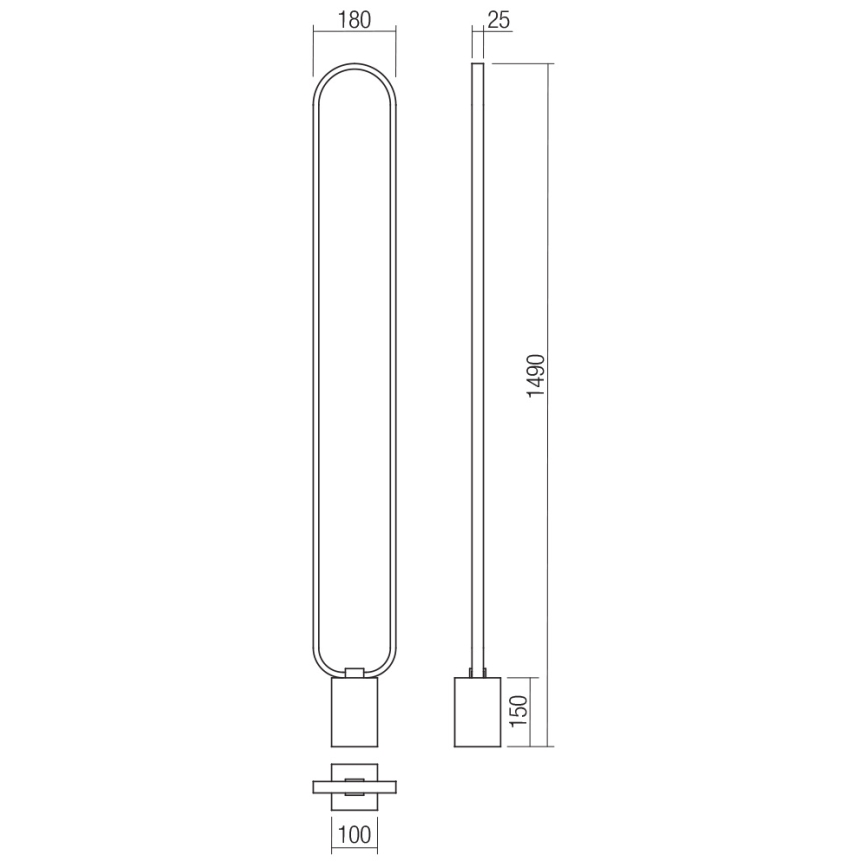 Redo 01-3063 - LED Prigušiva podna lampa ADO LED/24W/230V crna