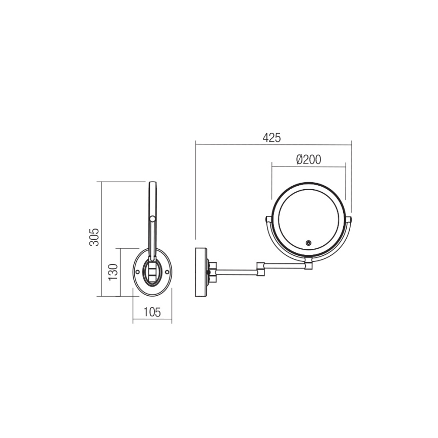 Redo 01-3088 - LED Dimmabilno dodirno kozmetičko ogledalo SELFIE LED/7W/230V 3000/4000/6000K crna