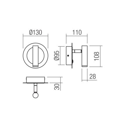 Redo 01-3089 - LED Zidna reflektorska svjetiljka CLOSER LED/6W/230V bijela