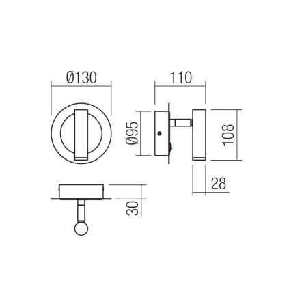 Redo 01-3090 - LED Zidna reflektorska svjetiljka CLOSER LED/6W/230V crna