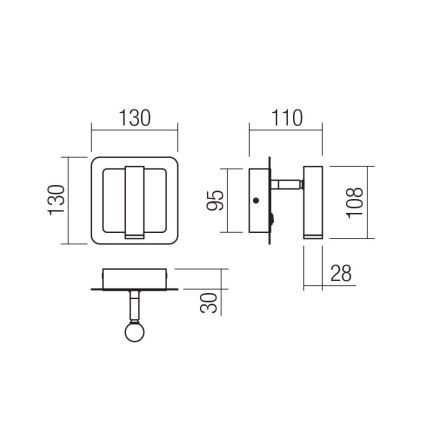 Redo 01-3091 - LED Zidna reflektorska svjetiljka CLOSER LED/6W/230V bijela