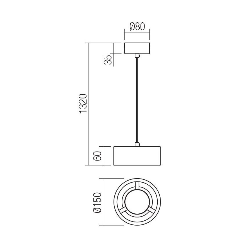Redo 01-3101 - LED Luster na sajli PUNKT LED/6W/230V pr. 15 cm crna