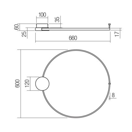 Redo 01-3103 - LED Zidna svjetiljka ATOM LED/20W/230V pr. 60 cm