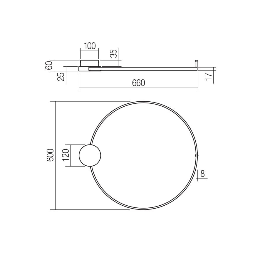 Redo 01-3103 - LED Zidna svjetiljka ATOM LED/20W/230V pr. 60 cm