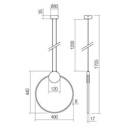 Redo 01-3106 - LED Luster na sajli ATOM LED/11W/230V pr. 40 cm