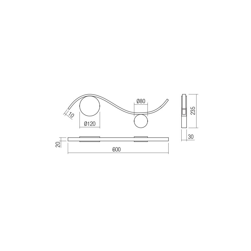 Redo 01-3109 - LED Zidna svjetiljka WAVE LED/9W/230V mesing
