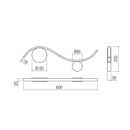 Redo 01-3110 - LED Zidna svjetiljka WAVE LED/9W/230V crna