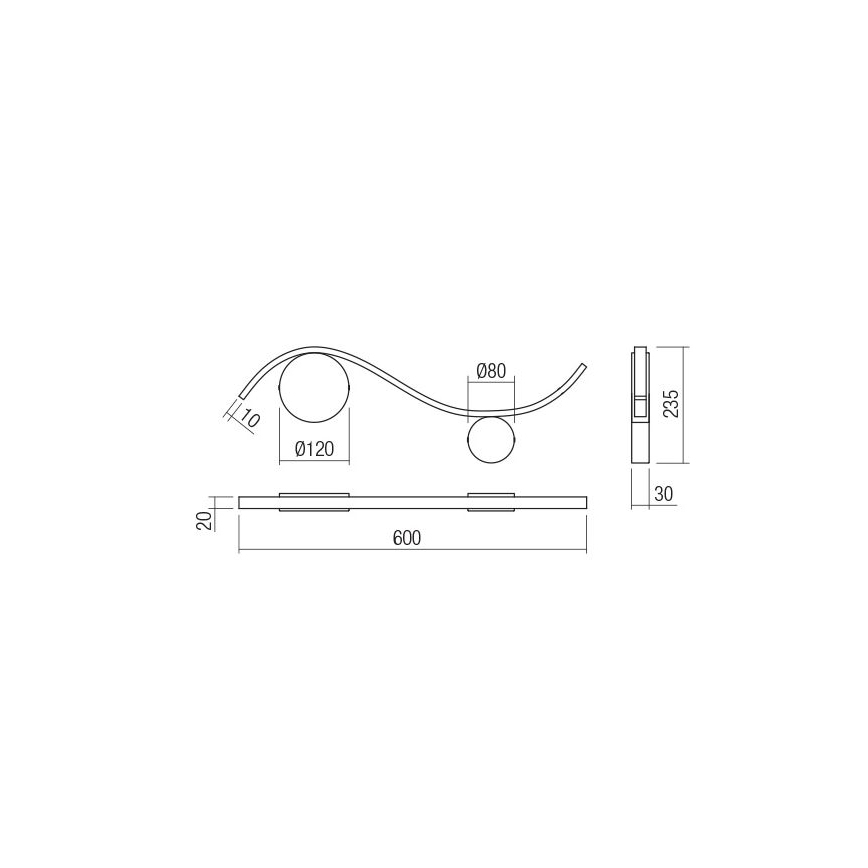 Redo 01-3110 - LED Zidna svjetiljka WAVE LED/9W/230V crna