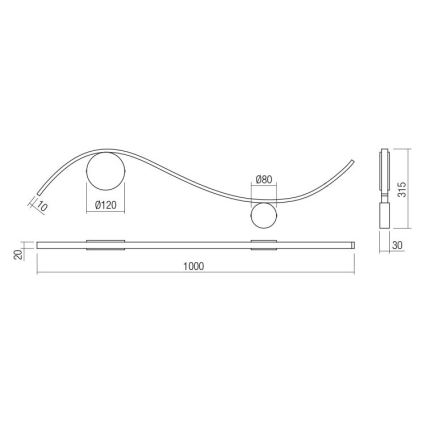 Redo 01-3112 - LED Zidna svjetiljka WAVE LED/11W/230V mesing