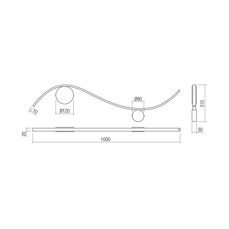 Redo 01-3112 - LED Zidna svjetiljka WAVE LED/11W/230V mesing