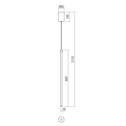 Redo 01-3116 - LED Luster na sajli TABOO LED/9W/230V crna