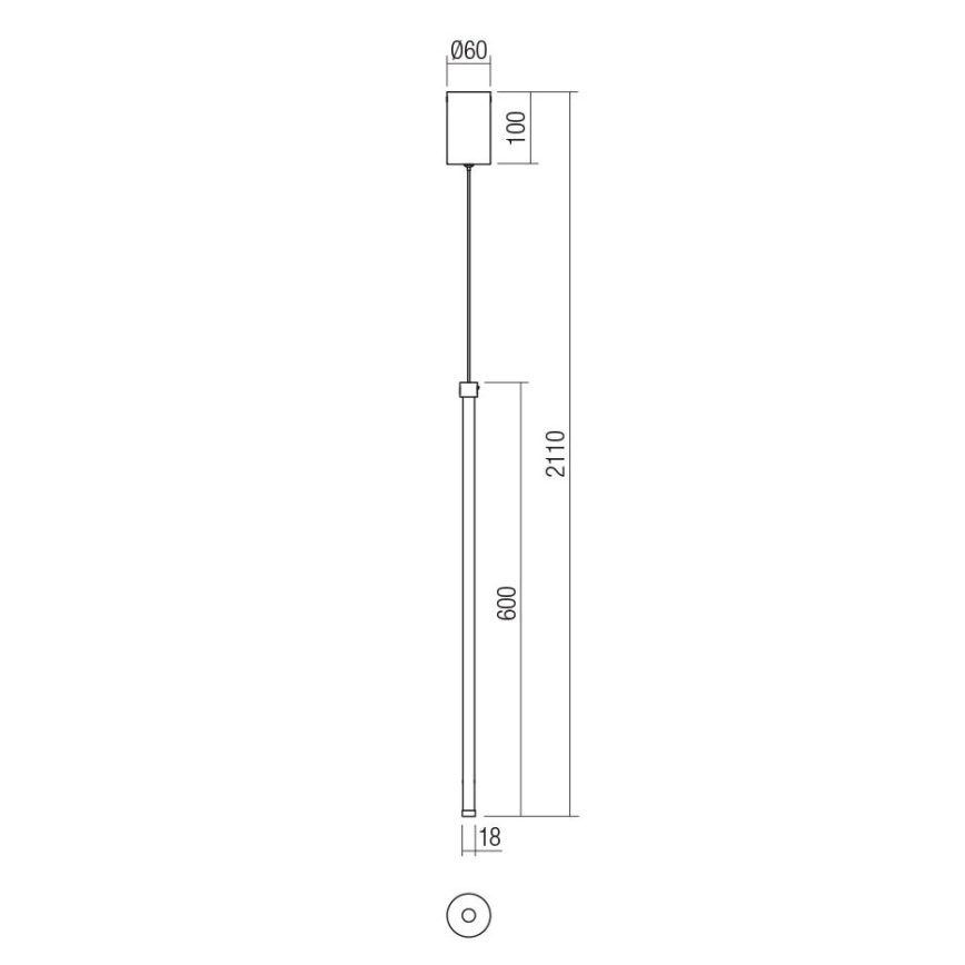 Redo 01-3116 - LED Luster na sajli TABOO LED/9W/230V crna