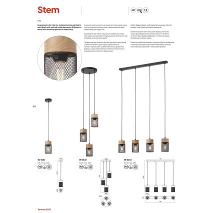 Redo 01-3141 - Luster na sajli STEM 1xE27/42W/230V