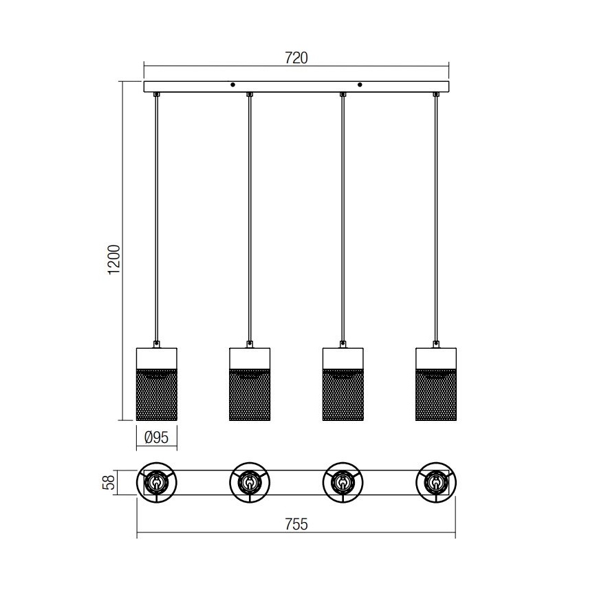 Redo 01-3143 - Luster na sajli STEM 4xE27/42W/230V