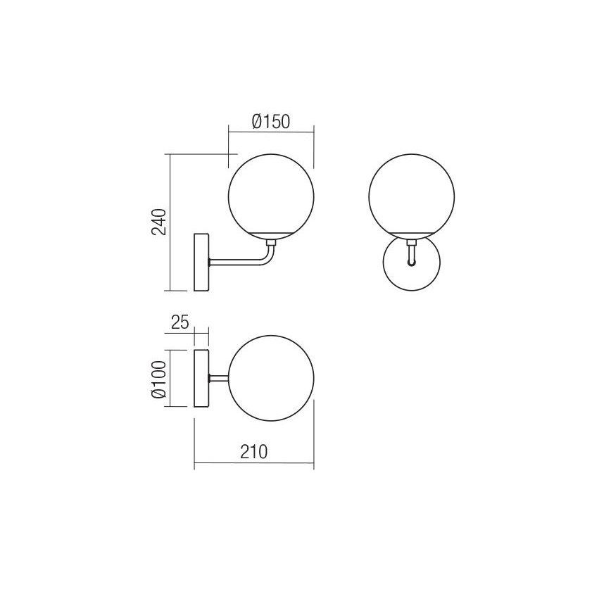 Redo 01-3148 - Zidna svjetiljka BOWLING 1xE27/42W/230V crna