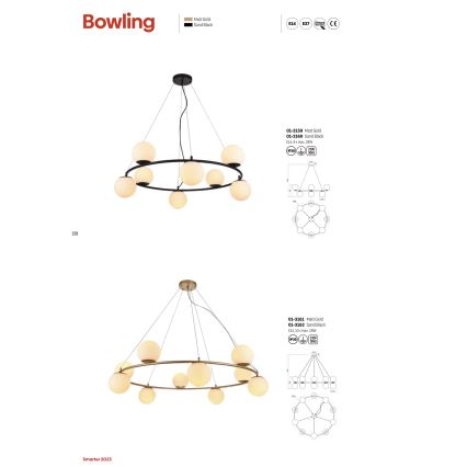 Redo 01-3157 - Luster na sajli BOWLING 6xE14/28W/230V zlatna