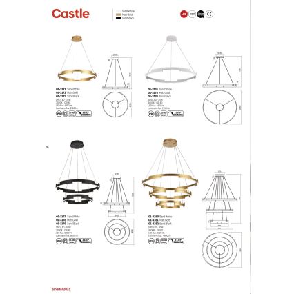 Redo 01-3172 - LED Prigušivi luster na sajli CASTLE LED/36W/230V zlatna