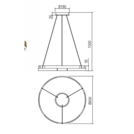 Redo 01-3172 - LED Prigušivi luster na sajli CASTLE LED/36W/230V zlatna