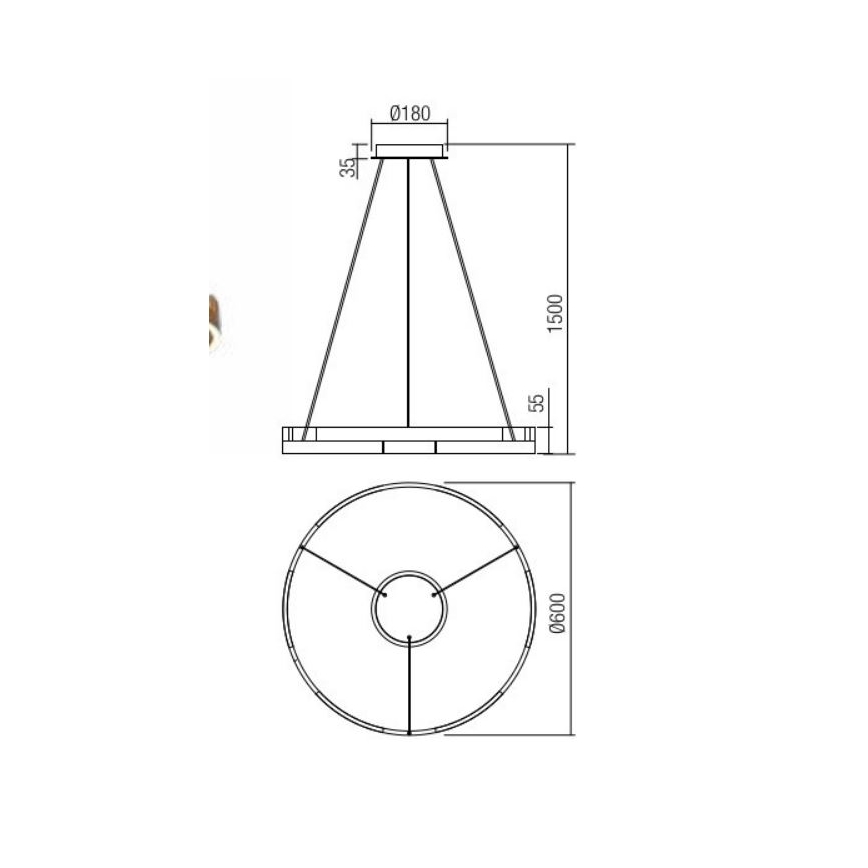 Redo 01-3172 - LED Prigušivi luster na sajli CASTLE LED/36W/230V zlatna
