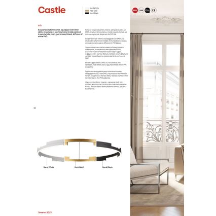 Redo 01-3173 - LED Prigušivi luster na sajli CASTLE LED/36W/230V crna