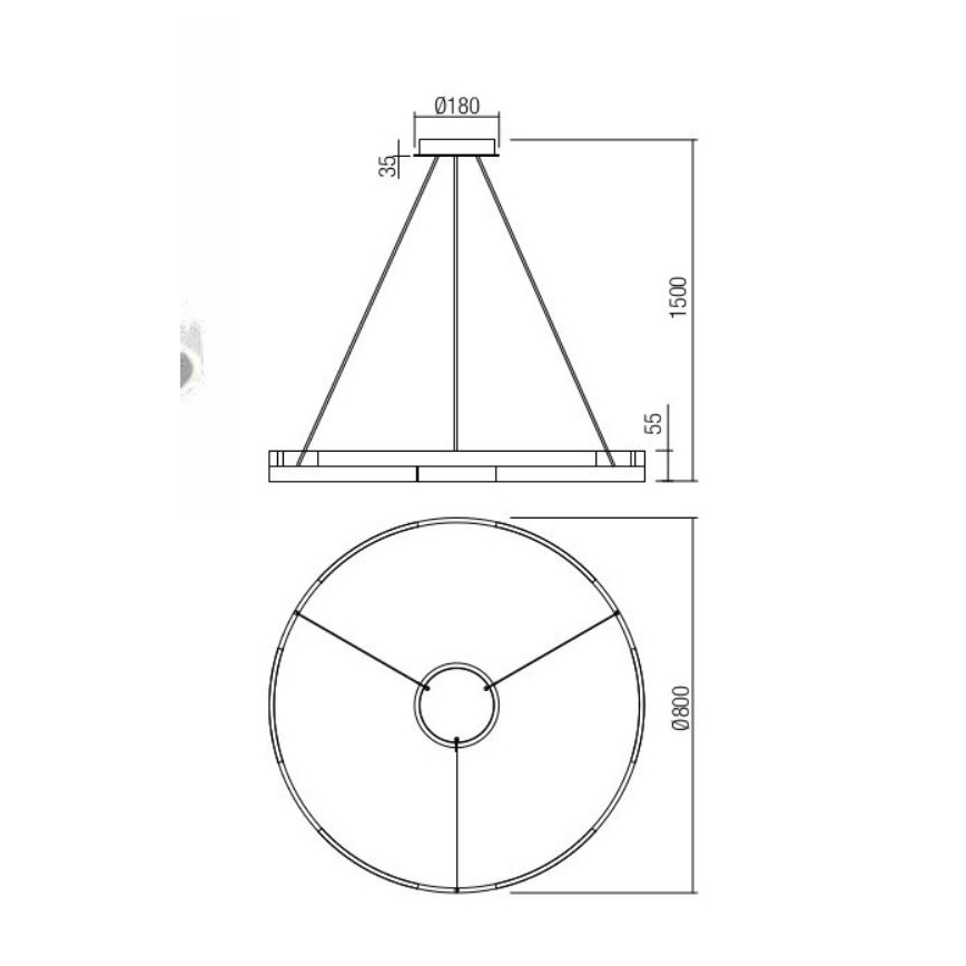 Redo 01-3176 - LED Prigušivi luster na sajli CASTLE LED/45W/230V crna