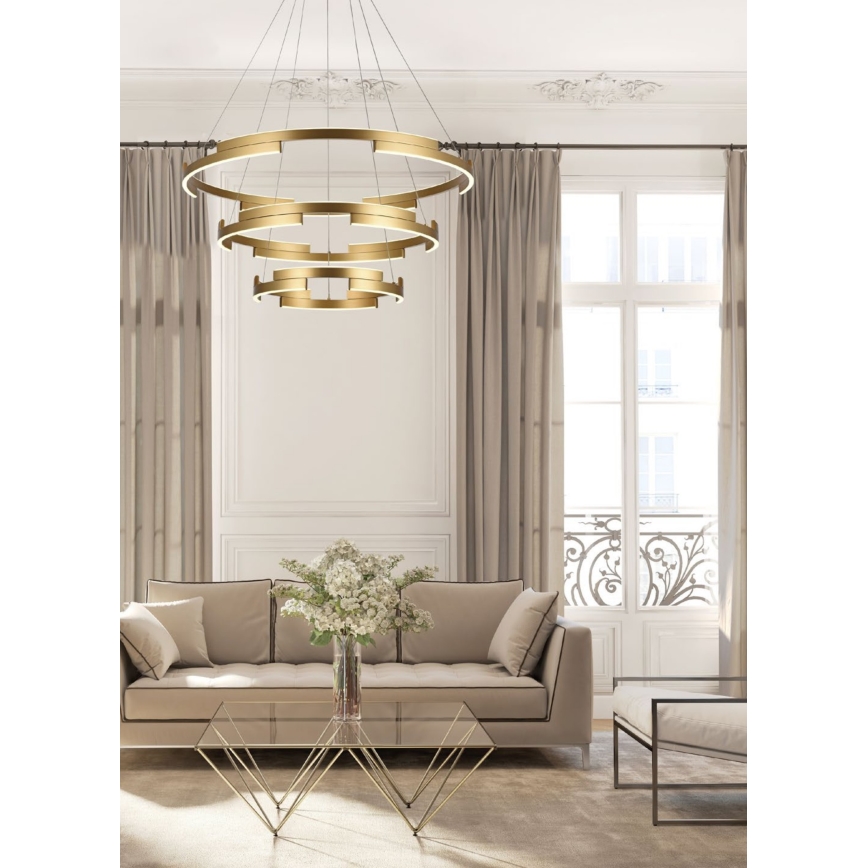 Redo 01-3181 - LED Prigušivi luster na sajli CASTLE LED/80W/230V zlatna