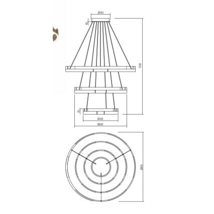 Redo 01-3182 - LED Prigušivi luster na sajli CASTLE LED/80W/230V crna