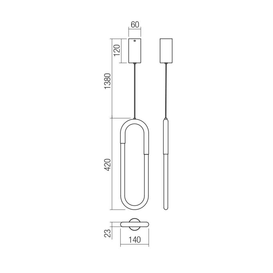 Redo 01-3183 - LED Prigušivi luster na sajli LATIUM LED/9W/230V mesing