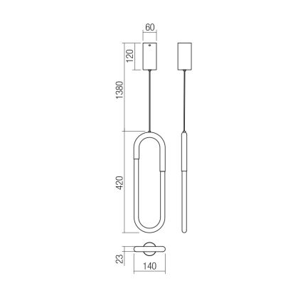 Redo 01-3184 - LED Prigušivi luster na sajli LATIUM LED/9W/230V crna