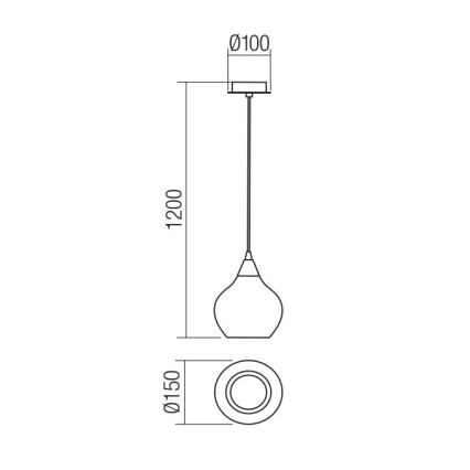 Redo 01-3190 - Luster na sajli TANNER 1xE14/28W/230V pr. 15 cm