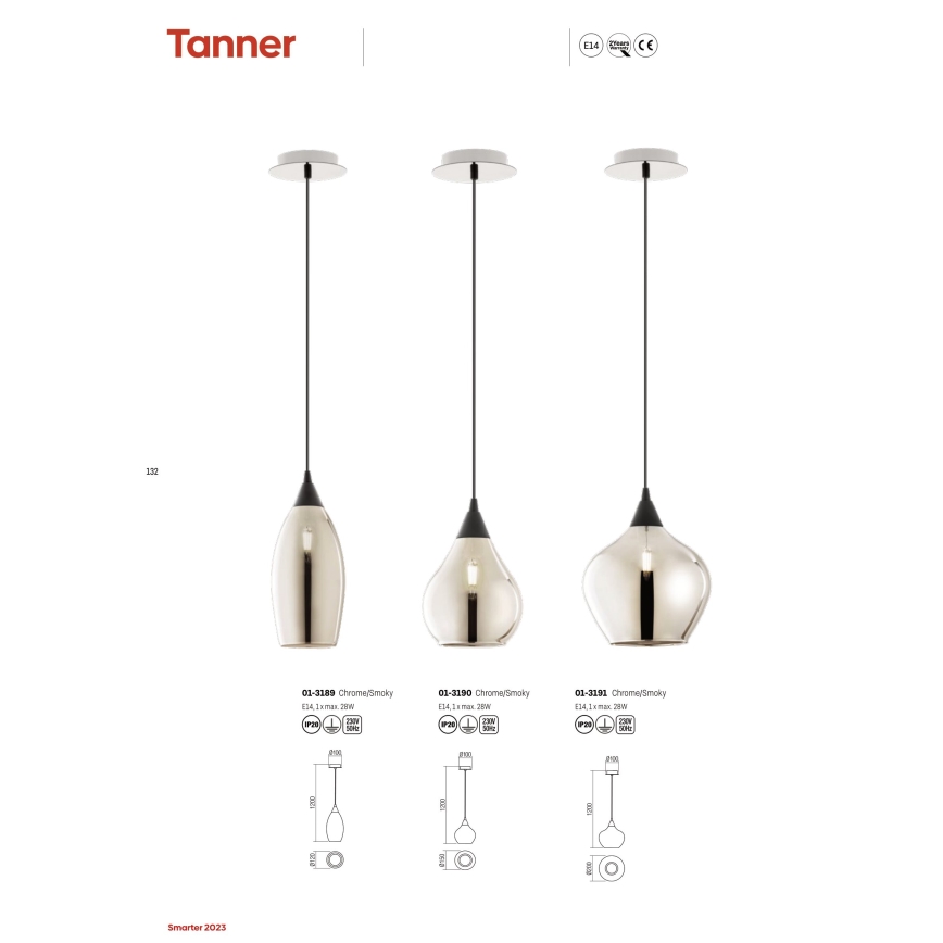 Redo 01-3191 - Luster na sajli TANNER 1xE14/28W/230V pr. 20 cm
