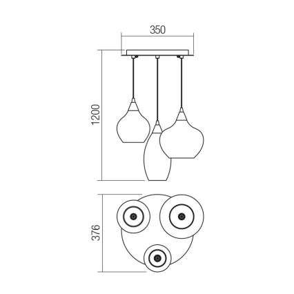 Redo 01-3192 - Luster na sajli TANNER 3xE14/28W/230V pr. 37,6 cm