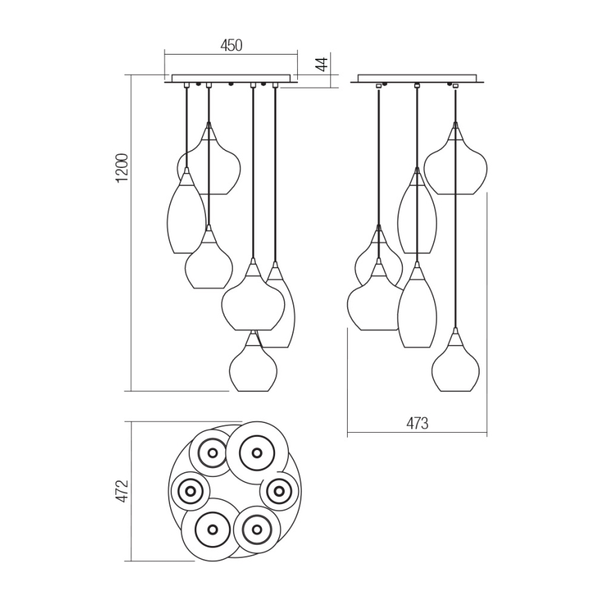 Redo 01-3194 - Luster na sajli TANNER 6xE14/28W/230V pr. 47,2 cm