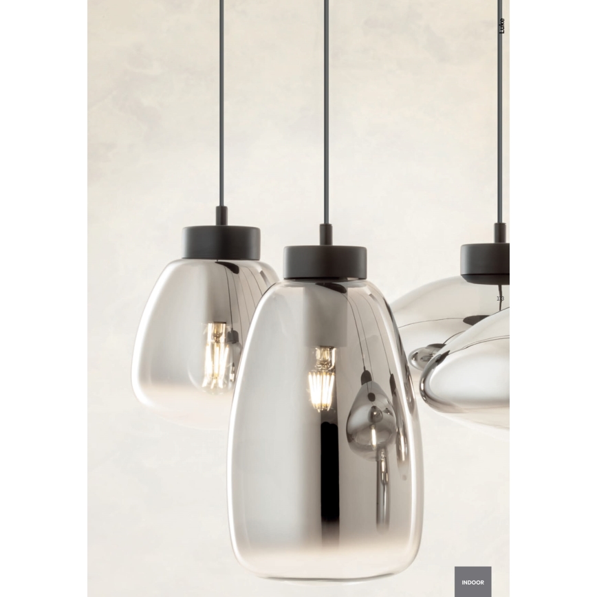 Redo 01-3196 - Luster na sajli LUKE 1xE27/42W/230V pr. 17 cm crna