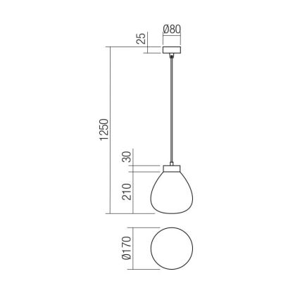 Redo 01-3196 - Luster na sajli LUKE 1xE27/42W/230V pr. 17 cm crna