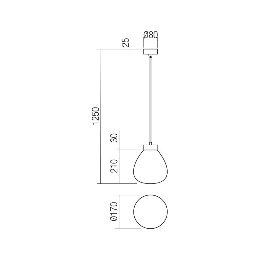 Redo 01-3196 - Luster na sajli LUKE 1xE27/42W/230V pr. 17 cm crna