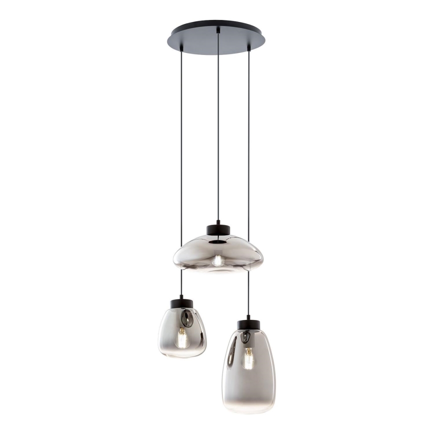 Redo 01-3197 - Luster na sajli LUKE 3xE27/42W/230V pr. 46 cm crna