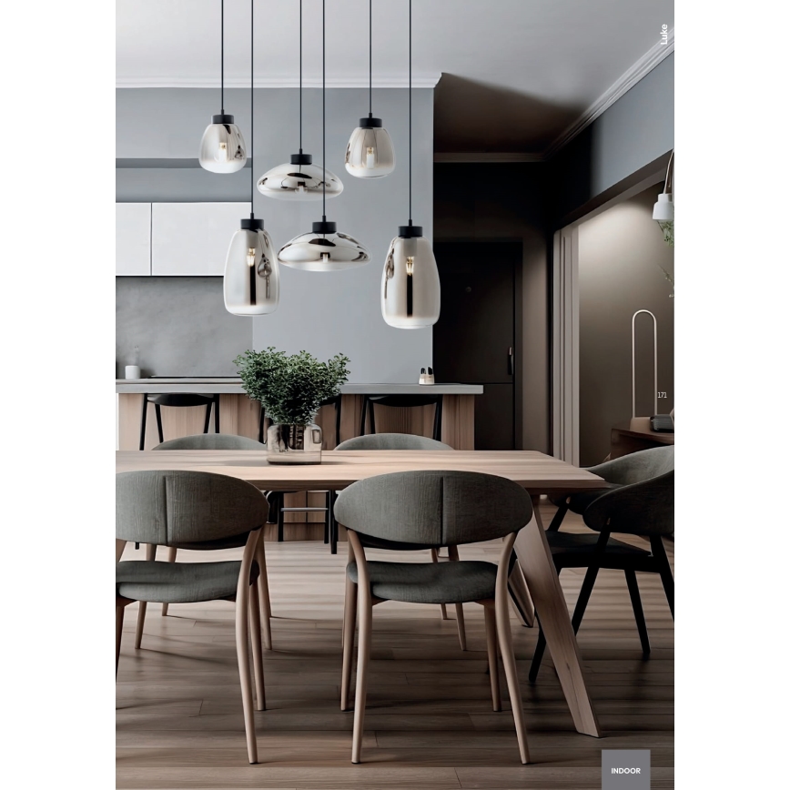 Redo 01-3197 - Luster na sajli LUKE 3xE27/42W/230V pr. 46 cm crna