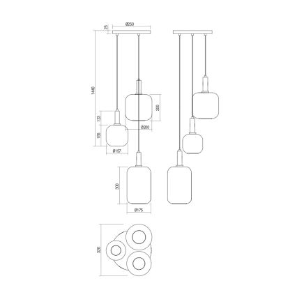 Redo 01-3198 - Luster na sajli BRINA 3xE27/23W/230V