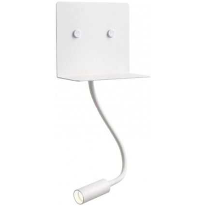 Redo 01-3210 - LED Zidna svjetiljka s fleksibilnom lampicom MOKA LED/6W + LED/3W/230V USB CRI90 bijela