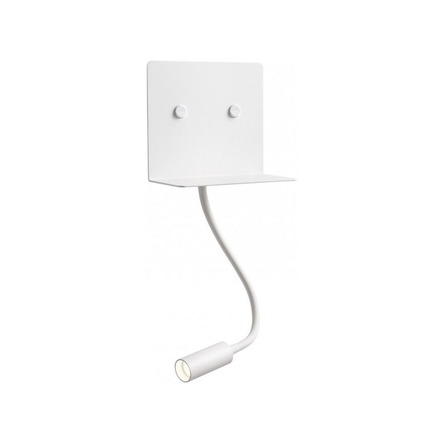 Redo 01-3210 - LED Zidna svjetiljka s fleksibilnom lampicom MOKA LED/6W + LED/3W/230V USB CRI90 bijela