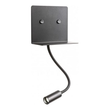 Redo 01-3211 - LED Zidna svjetiljka s fleksibilnom lampicom MOKA LED/6W + LED/3W/230V USB CRI90 crna